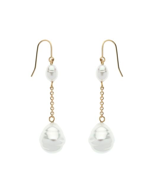 Emma Holland Jewellery Metallic Baroque Pearl & Chain Drop Earrings