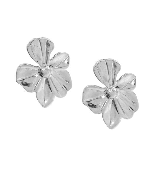 Maison De Gala Metallic Sculpted Flower Statement Stud Earrings