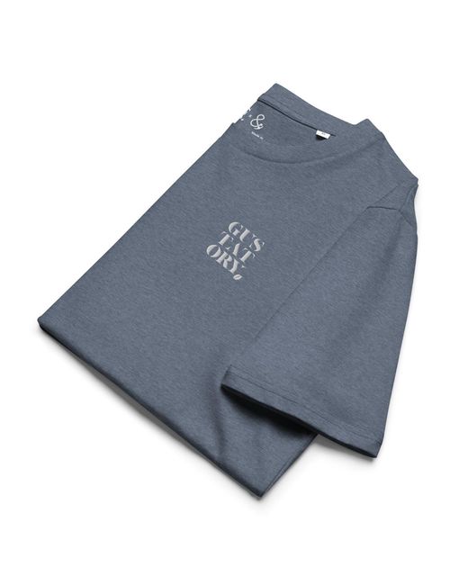 Anchor and Crew Blue Heather Gustatory Edinburgh Coffee Scene Organic Cotton Embroidered T-Shirt