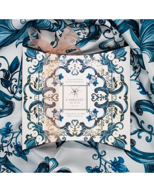 Lamberty Munich Blue Leopard-Print Wool And Silk Stole