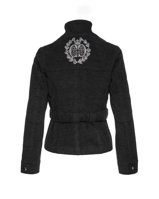 Conquista Black Dark Short Mouflon Jacket With Belt Detail