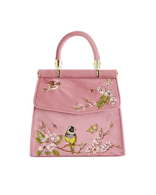 Fable England Pink Morning Song Bird Embroidered Mini Tote