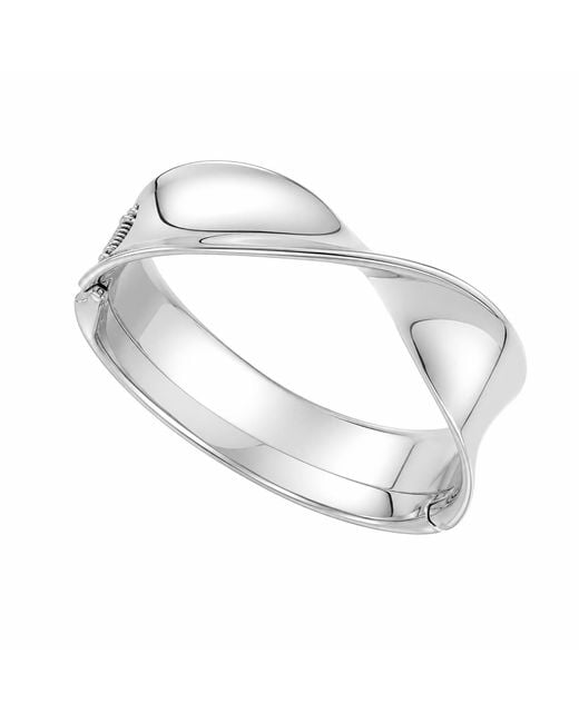 Rare Matters Jewelry Metallic Modern Sculptural Stainless Steel Hinge Cuff Bracelet