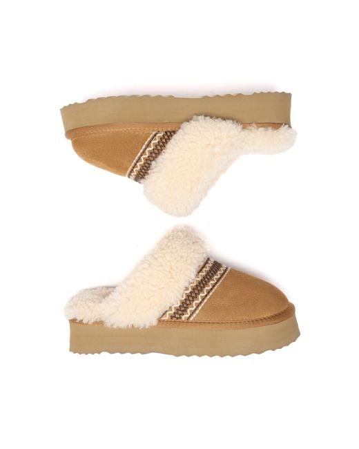 EverAu Australia Natural Crake Knitted Platform Slippers