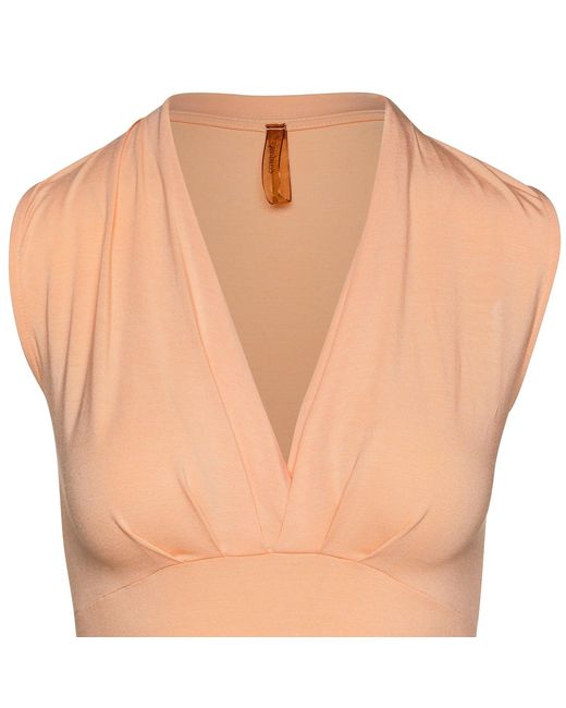Conquista White Apricot Faux Wrap Sleeveless Top