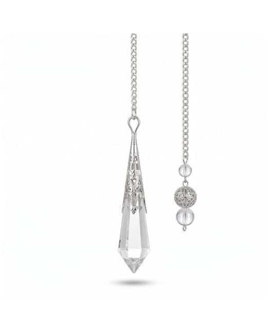Ormiro Metallic Oracle Of Light Clear Quartz Crystal Pendulum Pendant