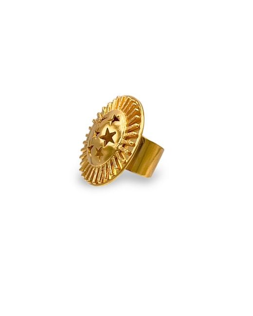 Jaredjamin Metallic Starburst Statement Ring