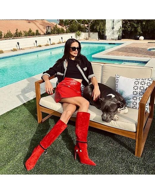 Beautiisoles by Robyn Shreiber Made in Italy Red Lindsay Suede Tall Boot Comfortable & Sexy Stiletto For Valentine