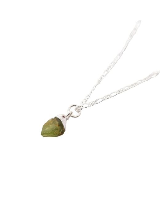 Harfi White Raw Peridot Sterling August Birthstone Necklace