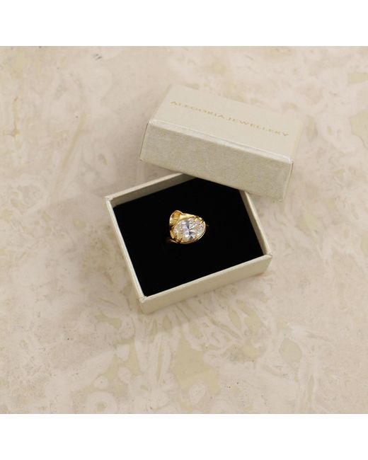 Agora Jewellery Metallic Calla Swarovski Stone Plated Ring