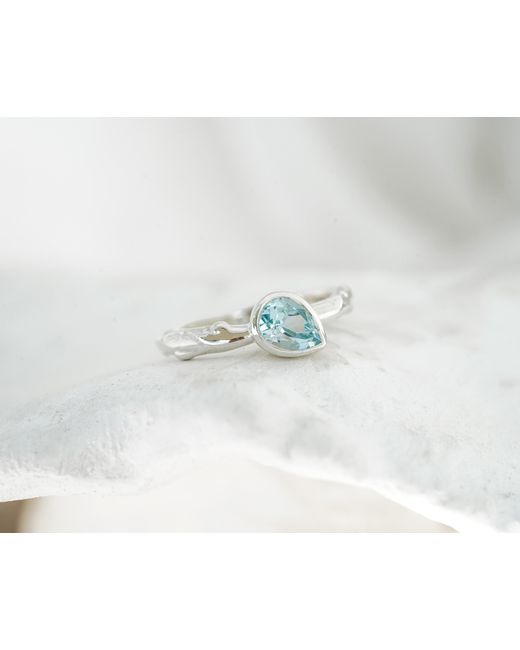 Isla Silver White Teardrop Topaz Ring
