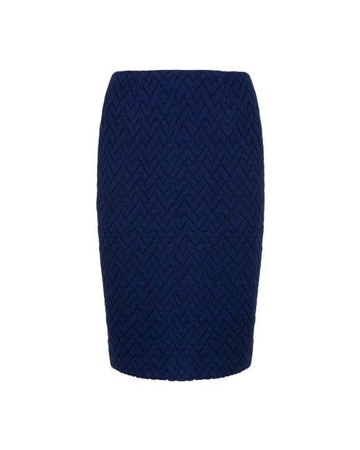 Conquista Blue Knit Jacquard Pencil Skirt