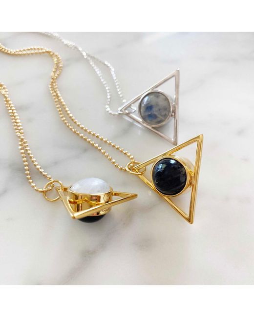 Glamrocks Jewelry Blue Two Faced Double Sided Necklace- Adventurine, Moonstone