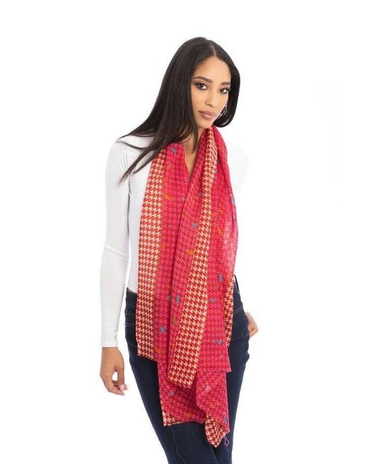 Saachi Red Fun Houndstooth Scarf
