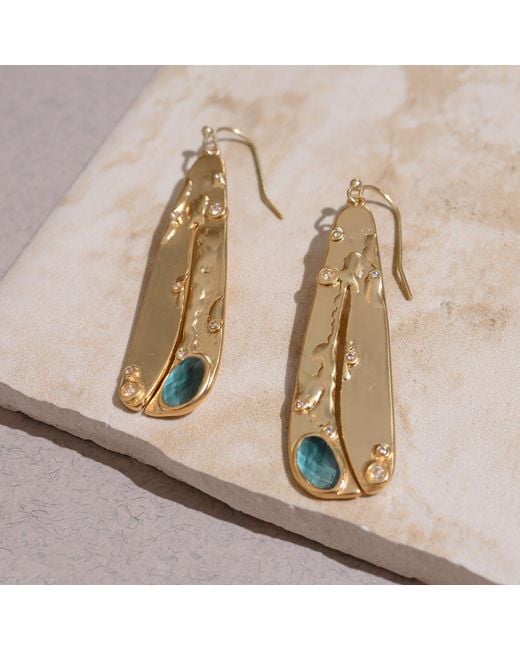 Rare Matters Jewelry Metallic Organic Gemstone Petal Earrings