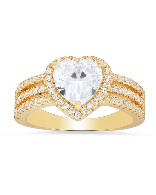 Kylie Harper Metallic Three Row Heart-Cut Diamond Cz Halo Ring