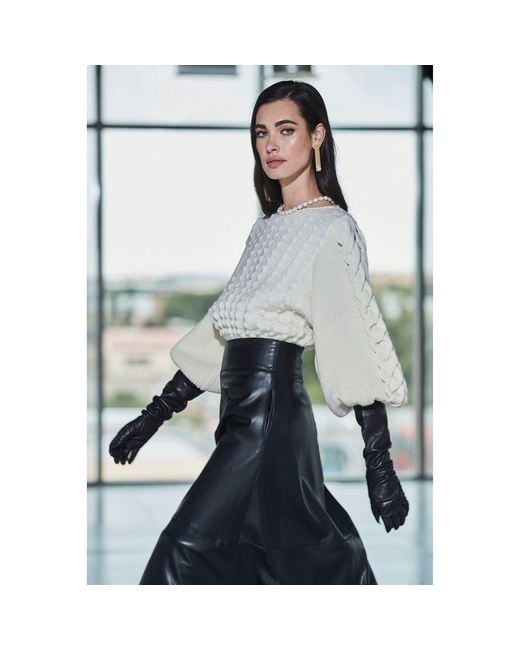 The Extreme Collection Black Jet Faux Leather Skirt Midi With Sleek Silhouette And Statement Style