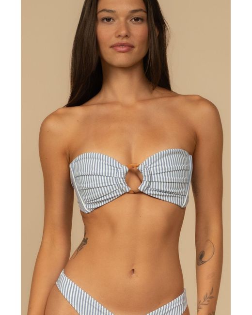 Montce Blue Classic Stripe Tori Ties Bandeau Bikini Top