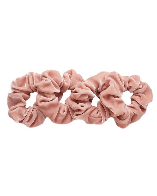 Soft Strokes Silk Pink Silk Velvet Handmade French Scrunchie Set Of Four