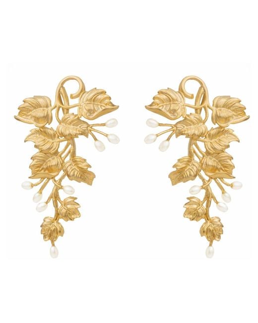 Meraki by Rashmi Bajaj Metallic Fiano De Perla Plated Dangle Earrings With Pearl Drops