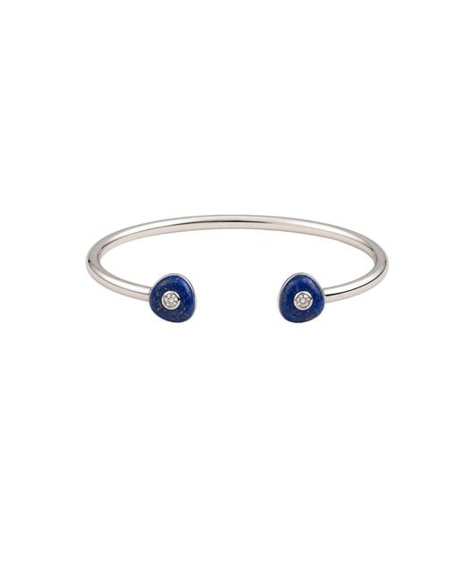 Lily Flo Jewellery Blue Lapis Lazuli Round Diamond Stud Earrings