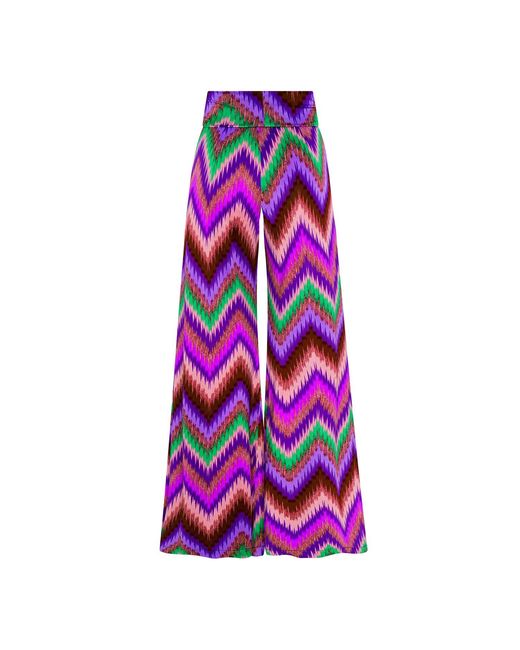 Beatrice von Tresckow Pink Ikat Stretch Bell Bottom Flare Trousers