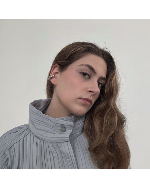 London Atelier Byproduct Gray C Shaped Hoop Ball Clip Earrings