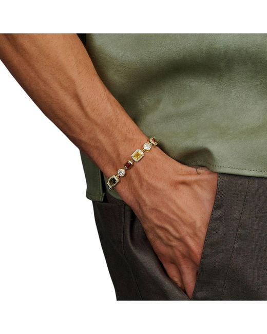 Nialaya Metallic Gemstone Bracelet for men