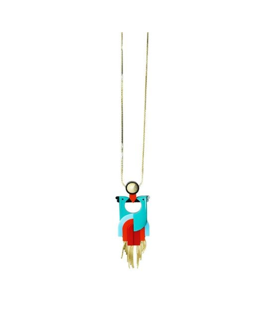 Gissa Bicalho Green Handmade Acrylic Necklace Quetzal