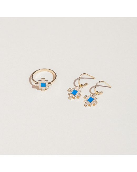 Sheida Farrokhi Blue Minimal Flower Earrings