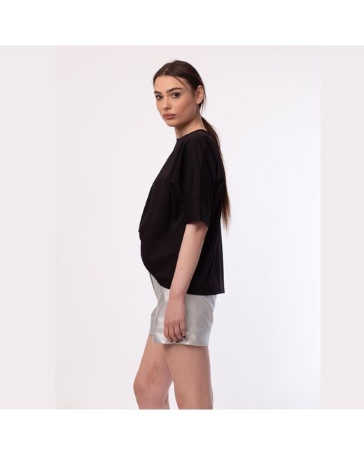 Silvia Serban Black Asymmetrical Jersey Top