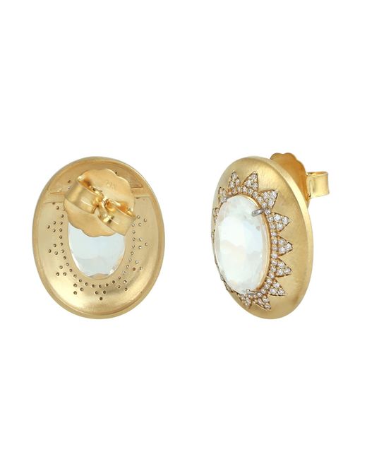 Artisan Metallic Moonstone & Diamond Halo Stud Earrings