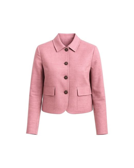 Stovaria Pink Handwoven Merino Wool Cropped Jacket