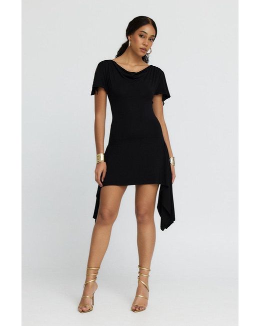 Why Mary Black Athena Asymmetrical Backless Mini Dress