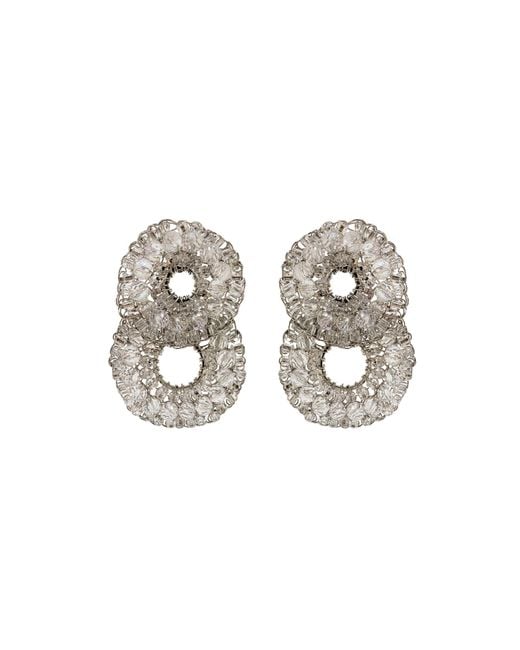 Lavish by Tricia Milaneze Metallic Neutrals Clear & Gush Small Handmade Crochet Earrings