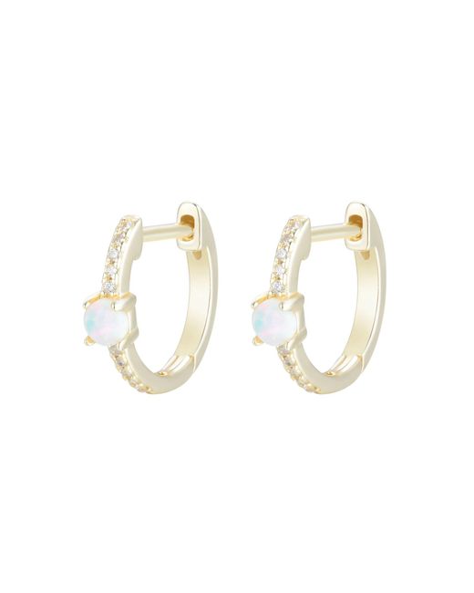 KAMARIA Metallic Opal And Crystal Huggie Earrings