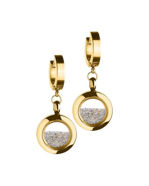 My Little Nature Metallic Neutrals Plated Dangle Earrings With Natural Sand
