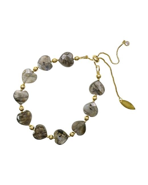 Farra Metallic Heart Shaped Labradorite Adjustable Bracelet