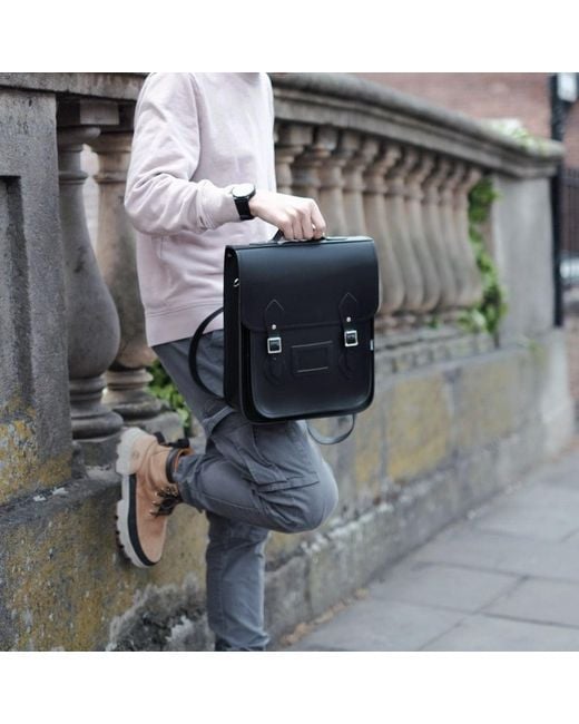 Zatchels Black Handmade Leather City Backpack Plus for men