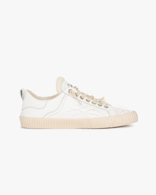 Springa | Unique Vulcanized Sneakers Italian Handmade White Wavy Leather Embroidery Sneakers for men