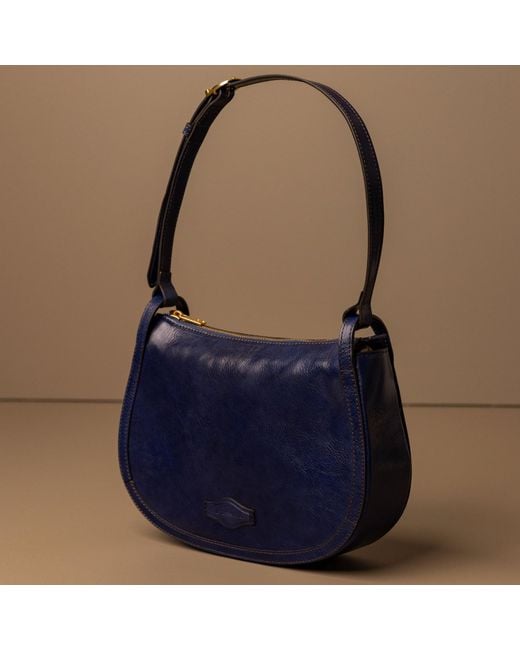 Time Resistance Blue Leather Hobo Bag For