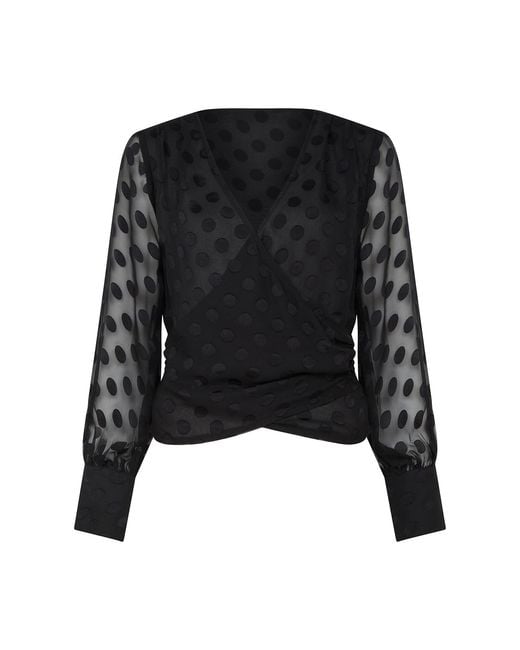 Rose & Nancy Black Ivy Spot Wrap Blouse