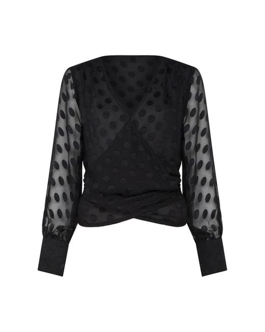 Rose & Nancy Black Ivy Spot Wrap Blouse