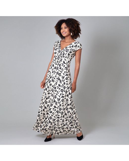 Alie Street London White / Neutrals Sophia Maxi Dress In Monochrome Print