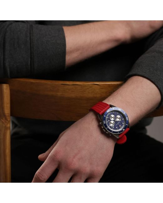 Kennett Watches & Accessories Red Kennett Pacesetter Chronograph Watch With Fkm Rubber Strap for men