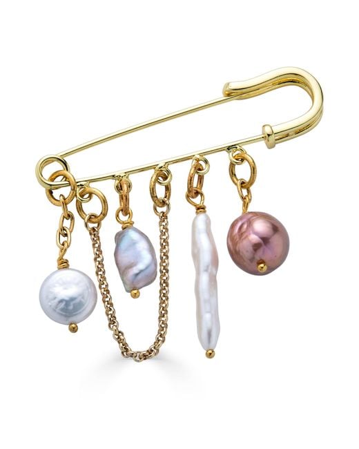 Loni Paul Jewelry Metallic Colorful Pearl Brooch