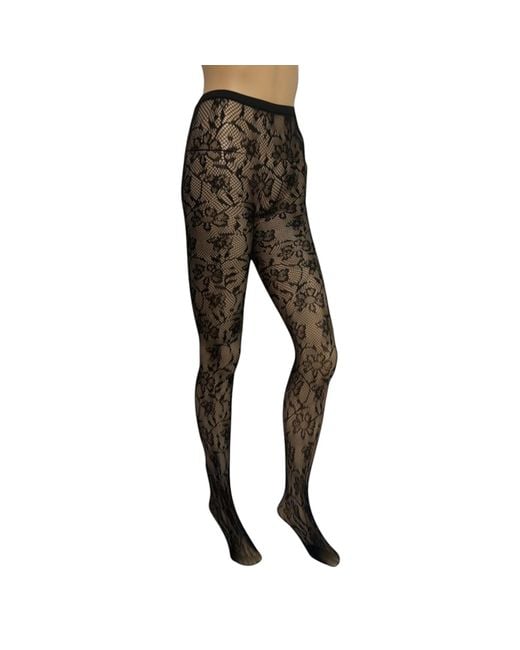 HIGH HEEL JUNGLE by KATHRYN EISMAN Black Venise Lace Fishnet Tights