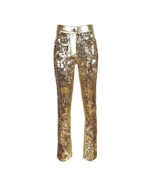 Lalipop Design Double-Sided Sequined & Metallic Cotton Blend Pants