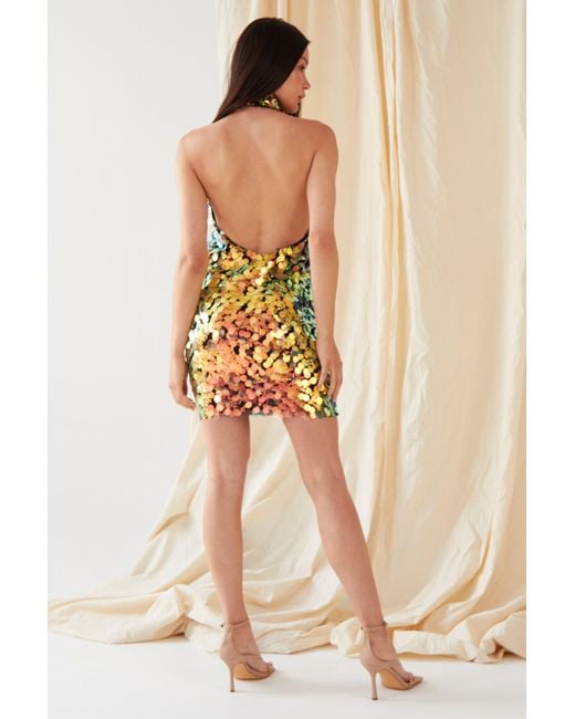 Sarvin Orange Sequin Mini Dress