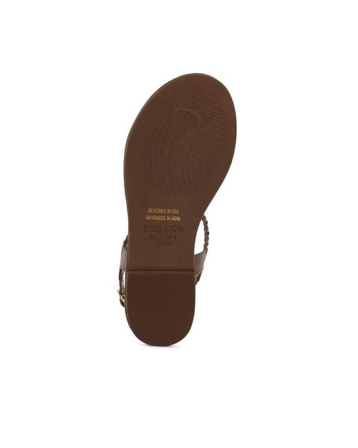 Rag & Co Brown Stallone Tan Braided Flat Sandals By Rag & Co